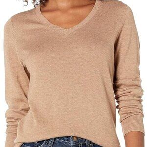 Amazon Essentials‎ Long-Sleeve V-Neck Sweater - Camel Heather Tan - NWT - XL